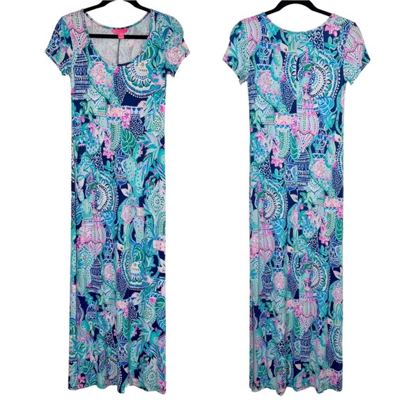 Lilly Pulitzer Wynne Maxi Dress in Lookin Sharp Cactus Cat XL - Picture 9 of 12